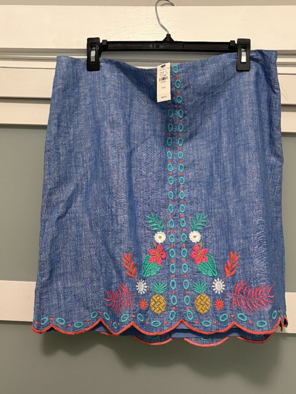 Ladies Talbots Linen Demin Color A Line Skirt sz 14P 14 Petite Tropical NWT NEW